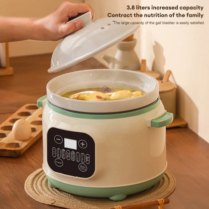 3.8L Multifunctional Electric stew pot Slow Cooker Ceramic Inner Pot Multi-Cooker for Soup Porridge Casserole Household Kitchen - MyLootWare