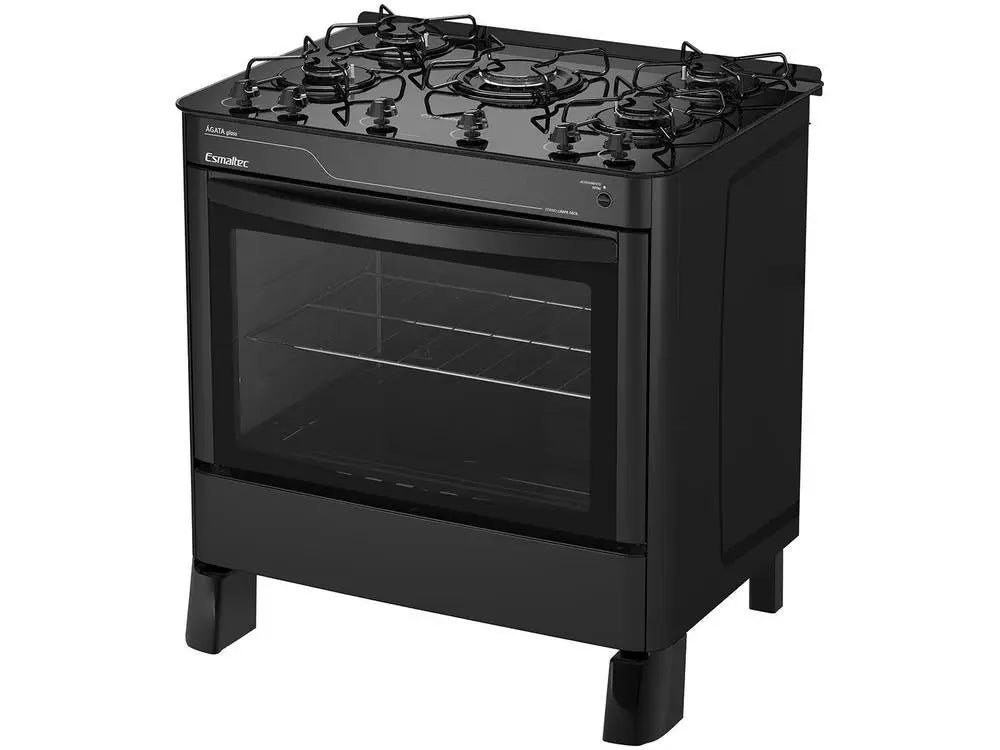 5-Burner Esmaltec Black Glass Kitchen Stove - MyLootWare