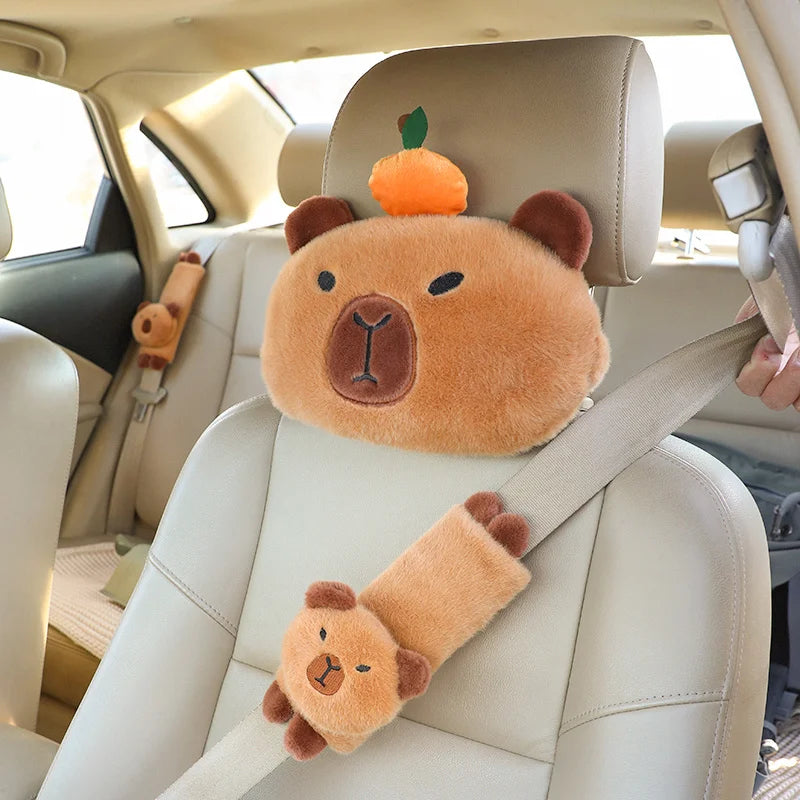 KAPIBARA Plush Toy Capybara Car Pillow Seat Belt