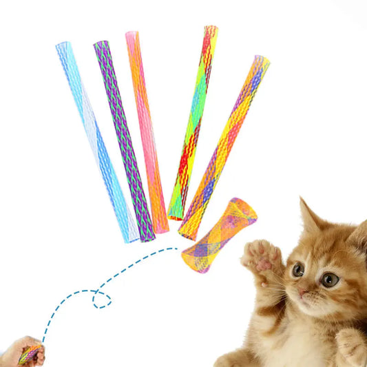 Cat Toys Colorful Spring Hose Kitten Grinding Claw Telescopic Spring Chew Toy Pet Interactive Training Chase Toys Pet Supplies