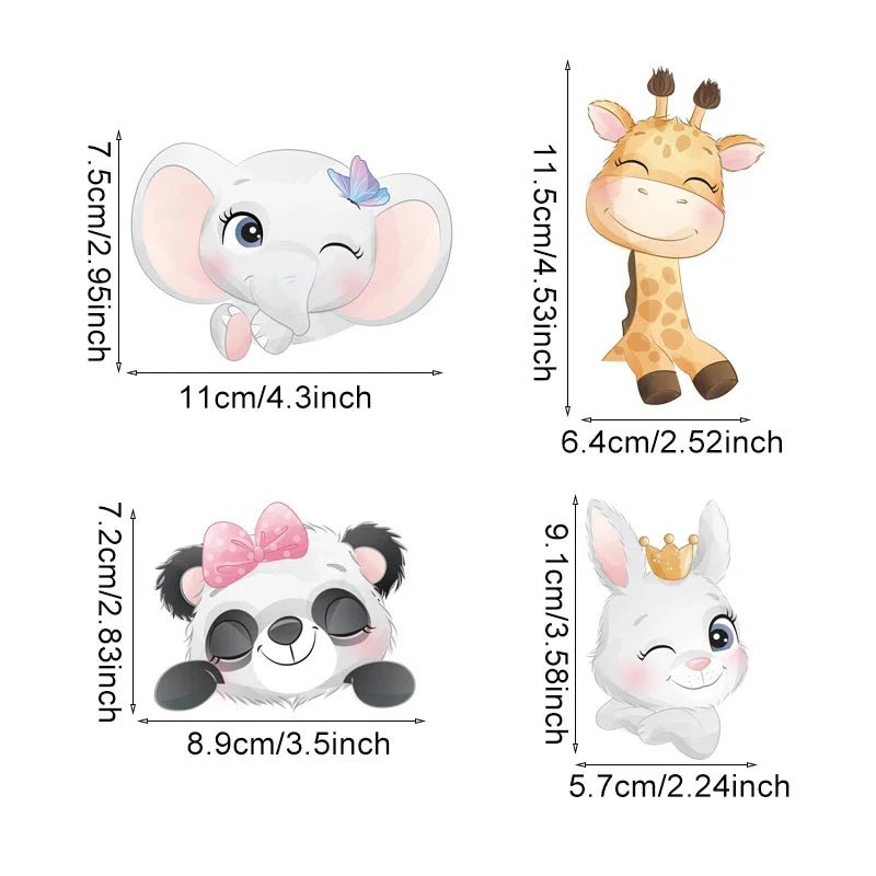 4pcs/set Cute Cartoon Animals Switch Stickers for Kids Room Baby Nursery Room for Switch Panda Elephant Wall Decals Wall Sticker - MyLootWare