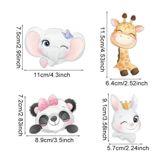 4pcs/set Cute Cartoon Animals Switch Stickers for Kids Room Baby Nursery Room for Switch Panda Elephant Wall Decals Wall Sticker - MyLootWare
