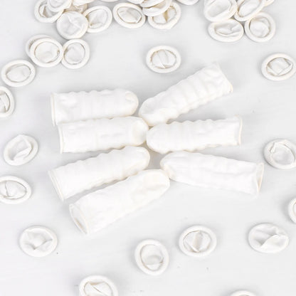 500/100pcs Disposable Latex Rubber Finger Cots Sets Non-slip White Fingertips Protector Gloves For Phone Watch Repair Supplies - MyLootWare