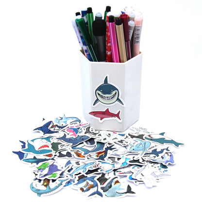 10/100p Sharks Ocean Fish Kawaii Stickers Toys Cute Cartoon Decals For Kids DIY Laptop Scrapbook Stationery Fridge Funny Sticker - MyLootWare