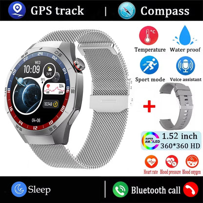 2025 New SmartWatch Men GT5 Pro AMOLED Screen GPS Sports Bluetooth call Heart rate Outdoor Waterproof Smartwatch For Huawei IOS - MyLootWare