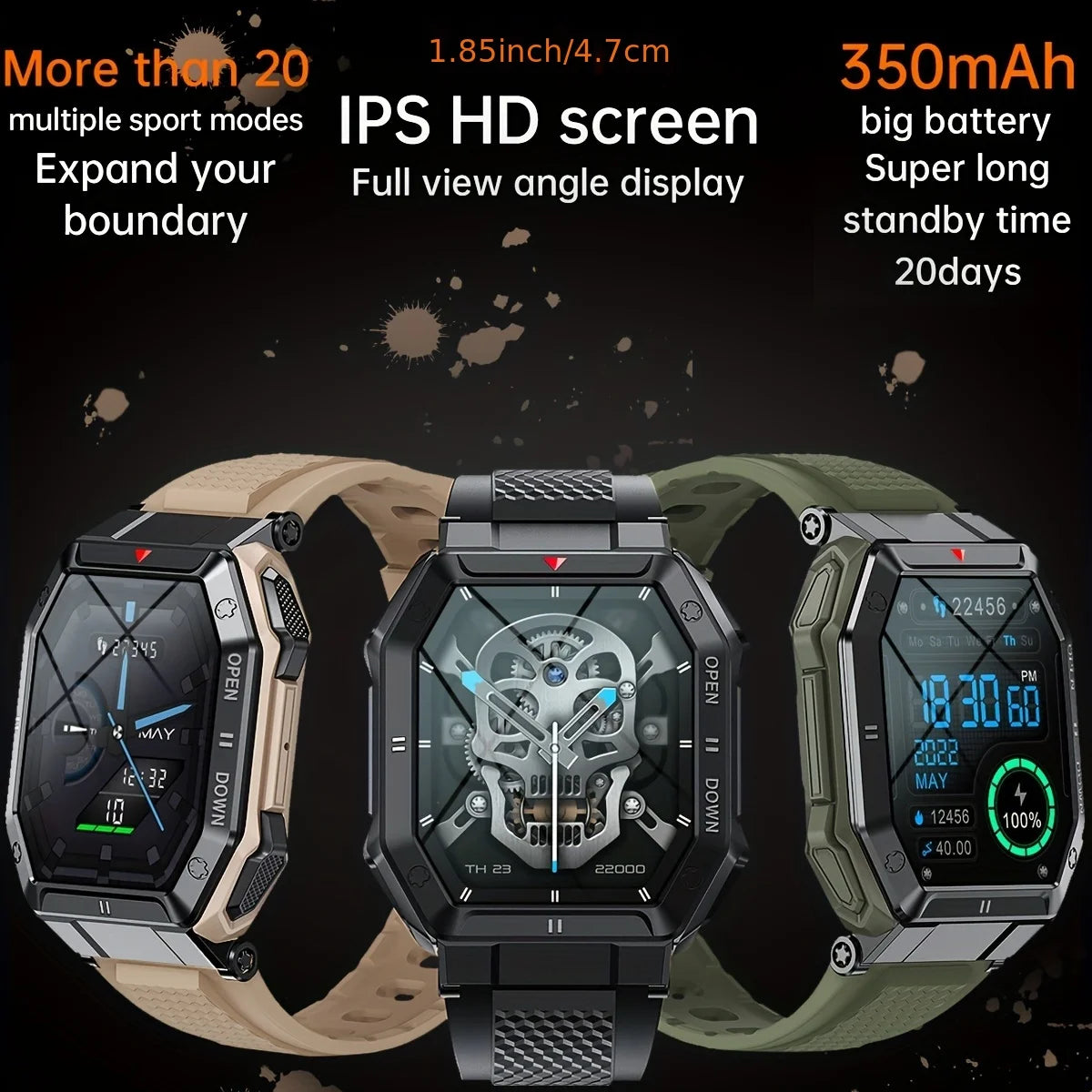 Smart Watch For Andriod 4.4 + & 10S8.0 + Smart Watch Men 1.85 Inch HD Display Bluetooth Connection 350mAh Battery Bracelete