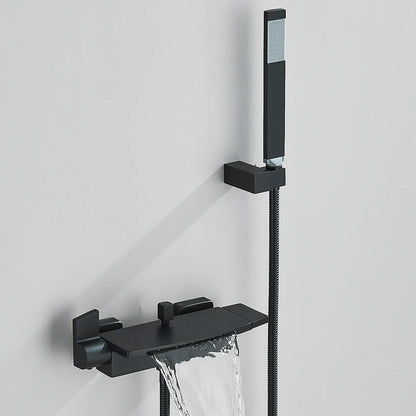 Black Waterfall Bathtub Shower Faucets Wall Mount Shower Mixer Tap Faucets Hot Cold Bath Shower Tap BaRobinet Baignoire - MyLootWare