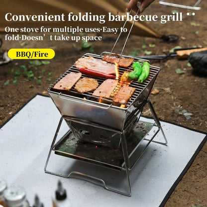 Camping Fire Table Charcoal Barbecue Grill Outdoor Picnic Bonfire Outdoor Portable Folding Barbecue Stove Fire Pit Camping Stove - MyLootWare