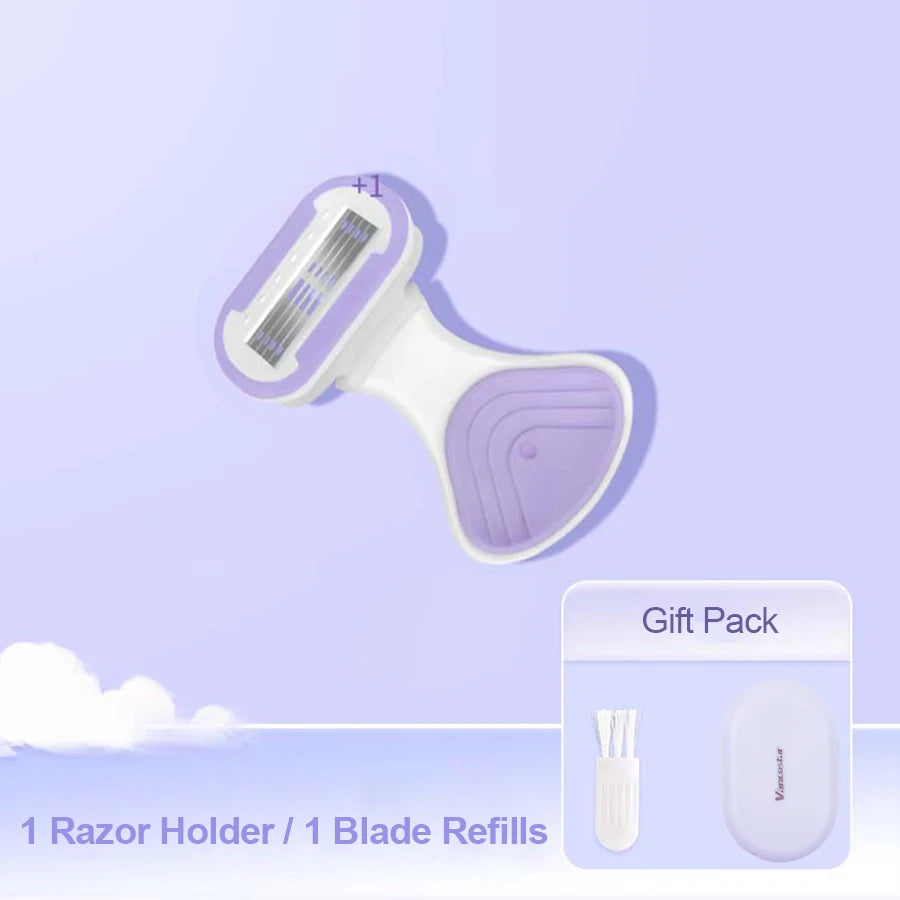 5 Blades Razor for Sensitive Skin Replaceable Refill Floating on Skin Non-slip Handle Lubricating Bar Trimmer Hair Shaver - MyLootWare