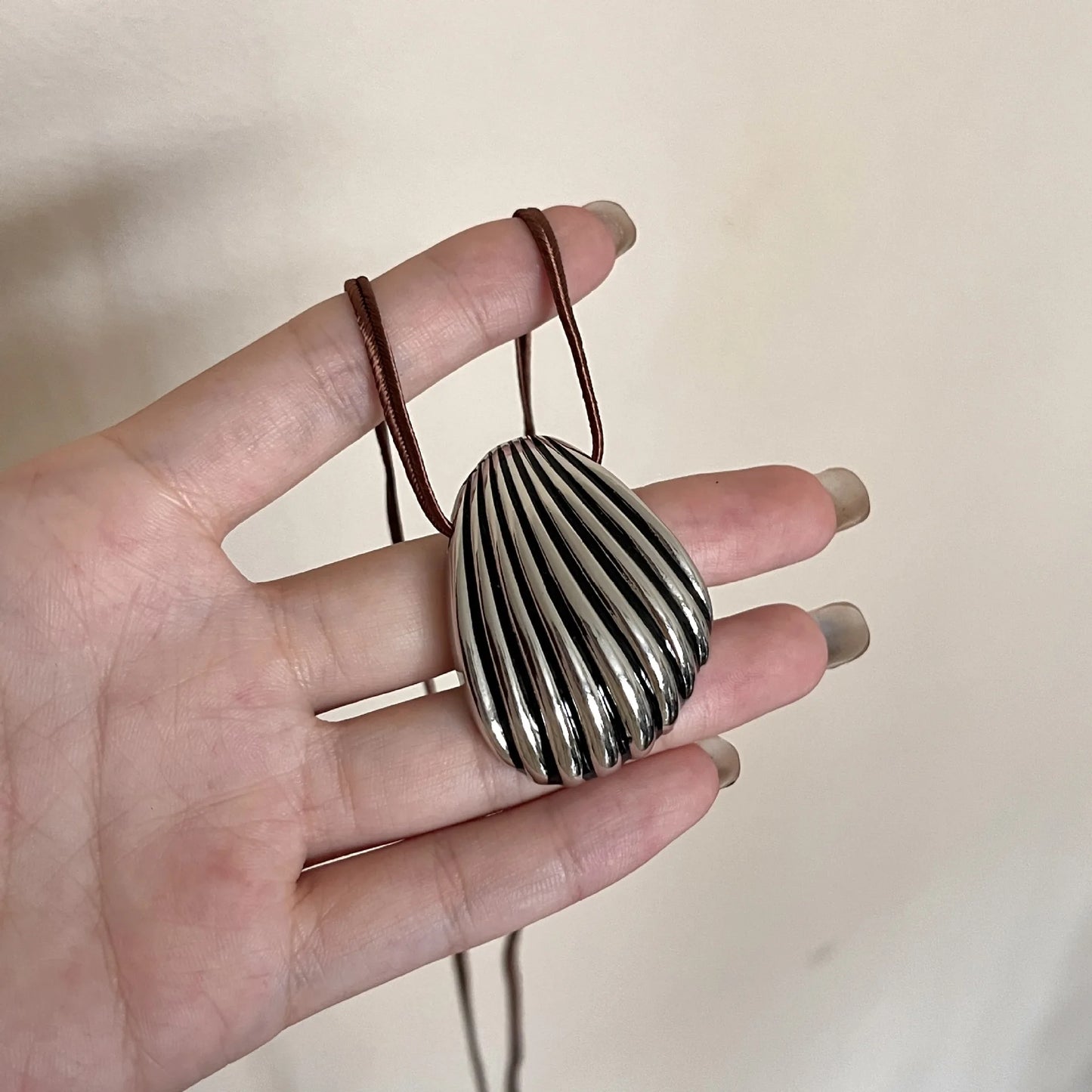 Heavy Industry Silver Large Shell Pendant Necklace