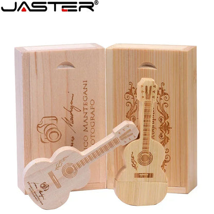 JASTER Wooden Guitar USB Flash Drives 128GB Free