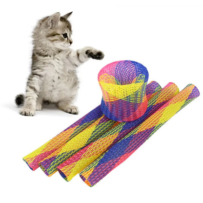 Cat Toys Colorful Spring Hose Kitten Grinding Claw Telescopic Spring Chew Toy Pet Interactive Training Chase Toys Pet Supplies - MyLootWare