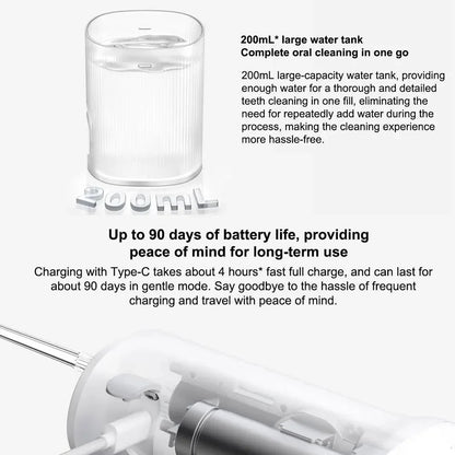 2025 XIAOMI MIJIA Portable Oral Irrigator 2 Dental Teeth Whitening Flosser bucal tooth Cleaner vibration waterpulse Water Thread - MyLootWare