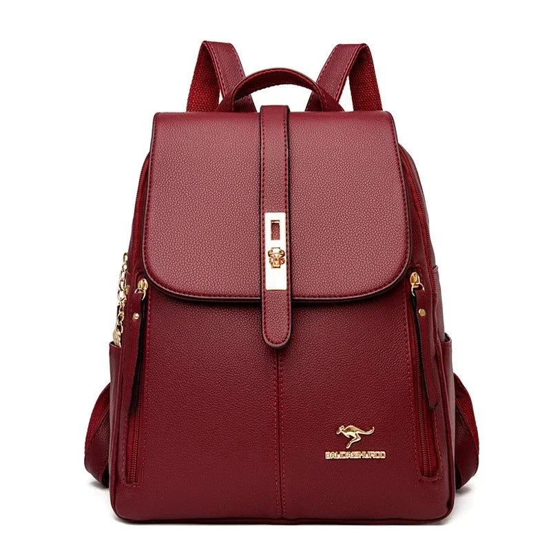 Women Large Capacity Backpack High Quality Leather