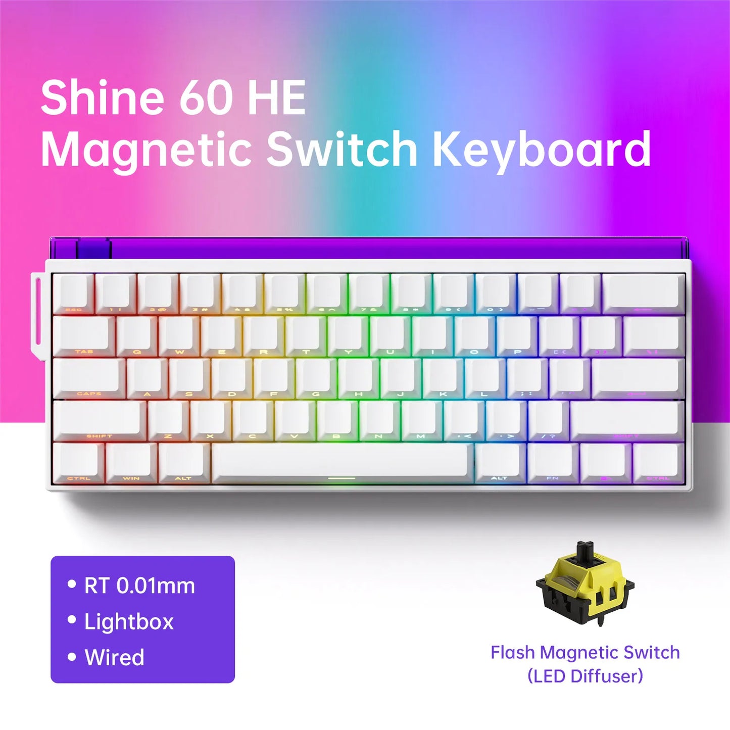 AKKO x Veekos Shine60 HE Magnetic Switch Keyboard 60% Rapid Trigger Keboard RT 0.01mm Snap Key Custom Keyboard for Esports Gamer - MyLootWare