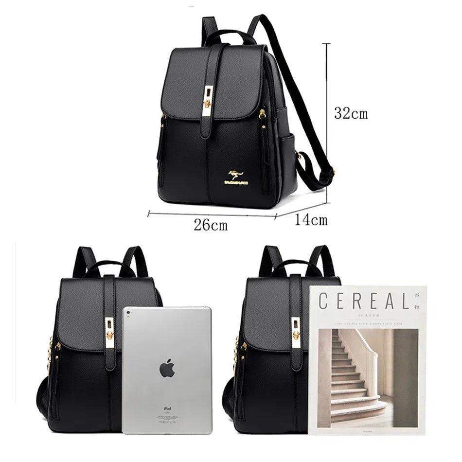 Women Large Capacity Backpack High Quality Leather