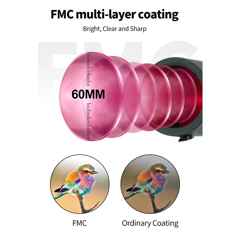 25-75x60 Zoom Spotting Scope ED Lens Powerful Monocular Bak4 Prism Telescope For Outdoor Camping Bird Watching Shooting - MyLootWare