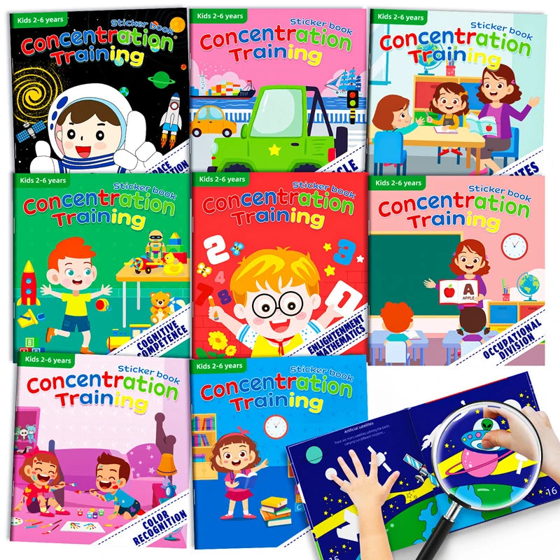 Montessori Toys Cartoon Sticker Books Focus on