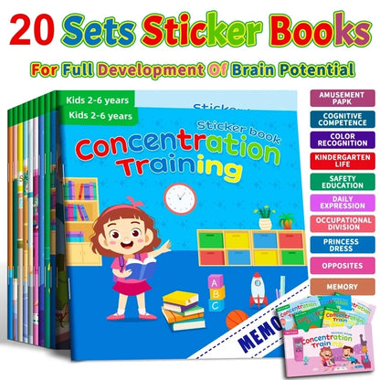 Montessori Toys Cartoon Sticker Books Focus on