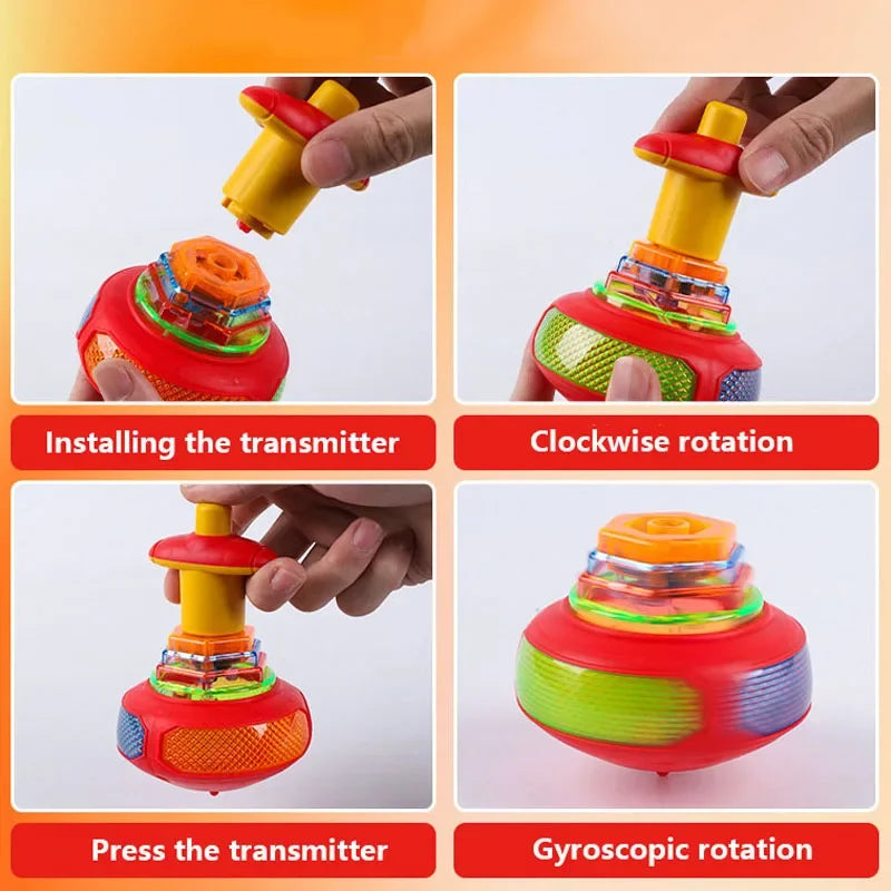 8cm Gyroscope Children Toys Music Luminous Magic Rotating Launch Cartoon Colorful Flashing Spinning Top Children Toys - MyLootWare