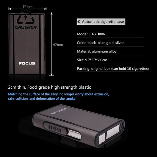 Portable Automatic Cigarette Case Waterproof Metal