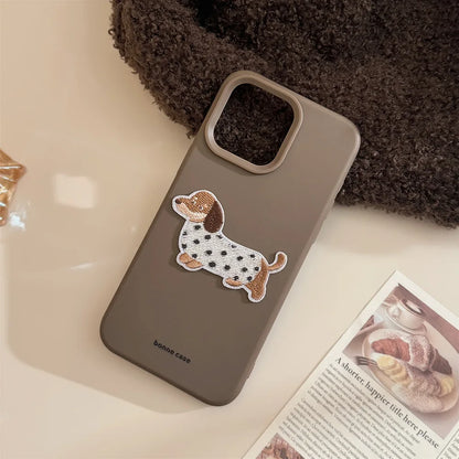 Cute Cartoon Puppy iPhone Case – Brown/Blue/Pink