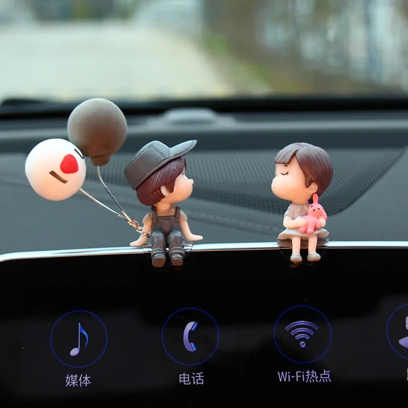 Car accessories, cartoon couple dolls, cute car display screen, balloon decoration, car accessories, men and women's gifts - MyLootWare