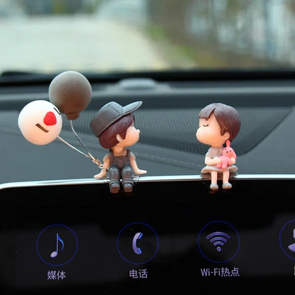 Car accessories, cartoon couple dolls, cute car display screen, balloon decoration, car accessories, men and women's gifts - MyLootWare