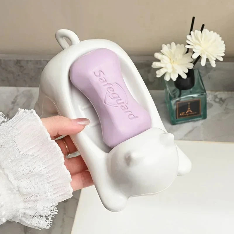 Bathroom Soap Box Cartoon Cat Plastic Soap cases Creative turtle Soap Dish Storage Plate Drain Holder Bathroom Accessories - MyLootWare