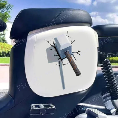 Eye - Catching 3D Crack Hammer Car Stickers for All - Terrain Vehicles Bumper Door Cover Scratches Scooter Body Waterproof Decals - MyLootWare