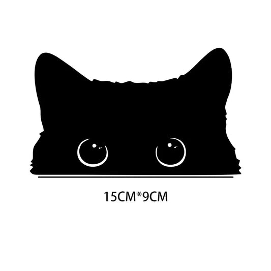 15*9CM cute Car Sticker Accessories Poor Cat Is Stealing with Big Eyes Watch Vinyl Car Styling Cover Waterproof - MyLootWare