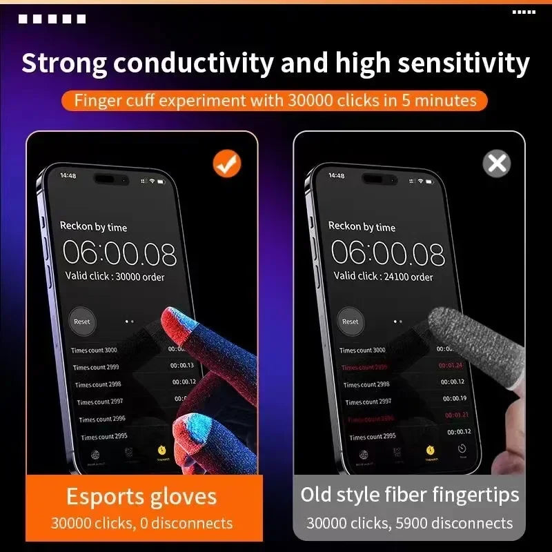 1 Pair NEW E-Sports Mobile PUBG Game Finger Gloves Silver Fiber Anti Slip Ultrathin Sweat Resistance Breathable Gaming Fingertip - MyLootWare