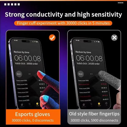 1 Pair NEW E-Sports Mobile PUBG Game Finger Gloves Silver Fiber Anti Slip Ultrathin Sweat Resistance Breathable Gaming Fingertip - MyLootWare