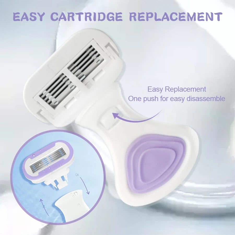 5 Blades Razor for Sensitive Skin Replaceable Refill Floating on Skin Non-slip Handle Lubricating Bar Trimmer Hair Shaver - MyLootWare