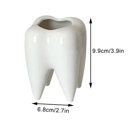 Funny Tooth Shape Ceramic Pen Holder Pencil Pot
