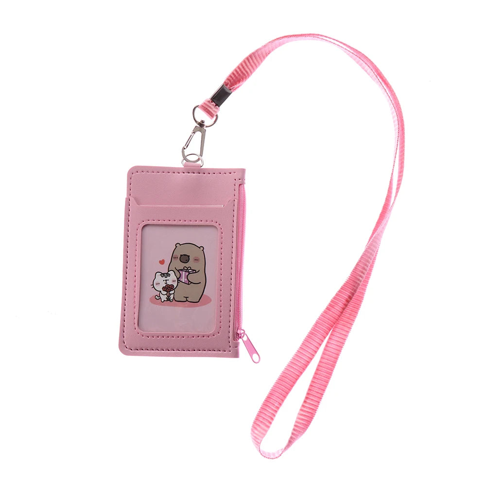 Luxury PU Leather Double Card Sleeve ID Badge Case