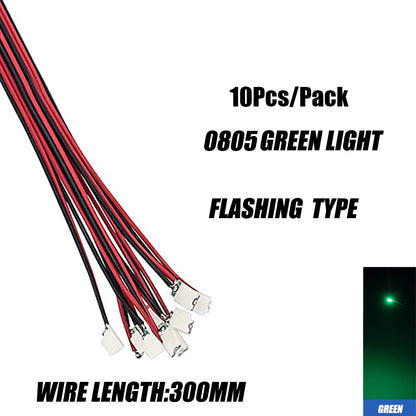 10pcs 0805 FLASHING LED SMD Lamp Wired Micro Litz Led Pre-soldered Chip Wired 30cm 3V Railway Model Toy Light DIY Leads Wires - MyLootWare