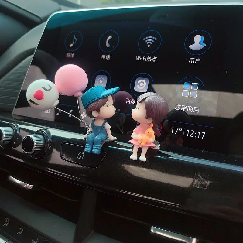 Car accessories, cartoon couple dolls, cute car display screen, balloon decoration, car accessories, men and women's gifts - MyLootWare