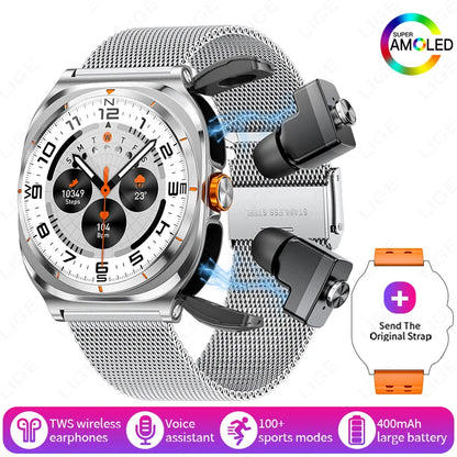 2025 New Smart Watch With 2 in 1 TWS Wireless Headset Bluetooth Call 1.53" AMOLED Screen 400mAh IP67 Waterproof Sport Smartwatch - MyLootWare