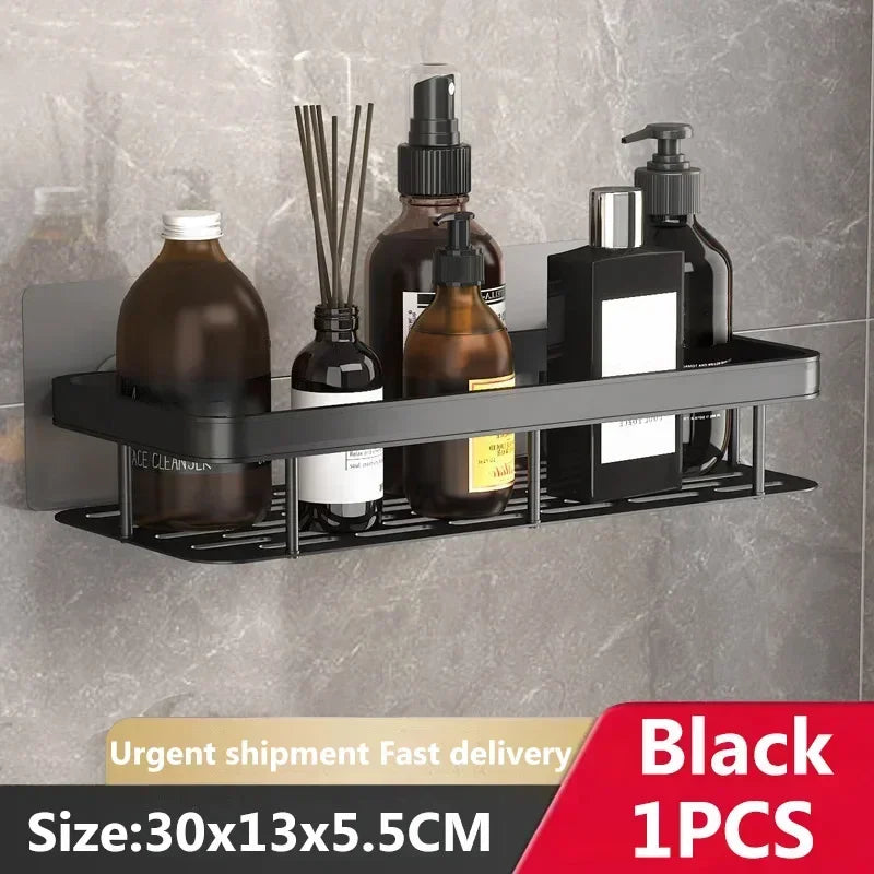 Bathroom Storage Wall Mount Shampoo Makeup Storage Holder Bathroom Accessories No Drilling Wall Shelf Shower Holder For WC - MyLootWare