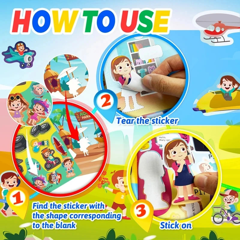 Montessori Toys Cartoon Sticker Books Focus on