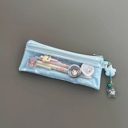 1/3 pcs Cute Stars Pencil Case Mesh Multilayer Pen Bag Multifunctional Large Capacity Stationery Bag School - MyLootWare