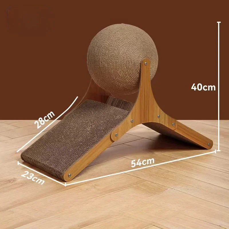 Wooden Cat Scratching Ball 2 In 1 Cat Scratcher
