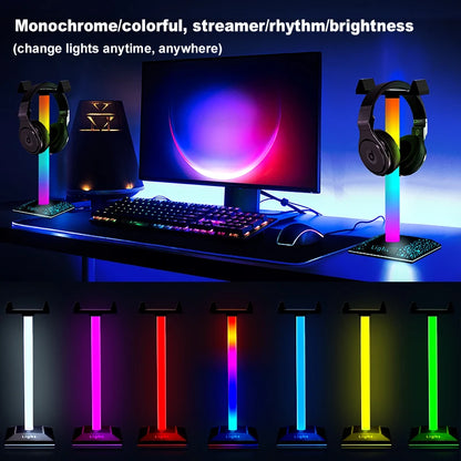 USB LED Lights Gaming Headset Stand RGBIC Lights