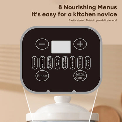 3.8L Multifunctional Electric stew pot Slow Cooker Ceramic Inner Pot Multi-Cooker for Soup Porridge Casserole Household Kitchen - MyLootWare