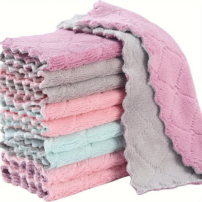 10pcs Kitchen Towels and Dishcloths Rag for Wet and Dry Small Dish Washing Cleaning Pads Wipes Color Assorted Varieties Sponges - MyLootWare