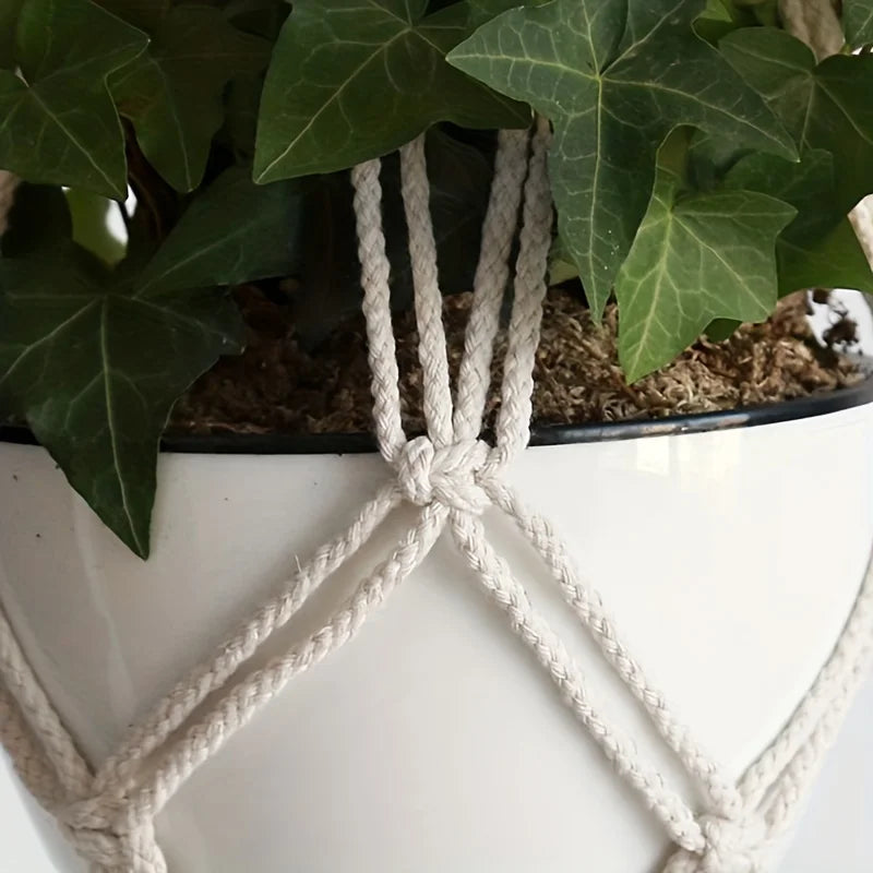 1PC Flower Pot Net Bag Plant Greening Hanging Basket Hanger Cotton Hemp Rope Handmade Cotton Rope Braided Sling - MyLootWare