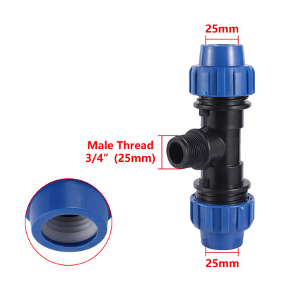 20/25/32mm to 1/2" 3/4" 1" Male PE Pipe Fitting Adapter Tee Elbow Garden Agriculture Irrigation Fittings Garden Water Connection - MyLootWare