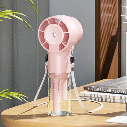 Handheld spray fan humidification and hydration