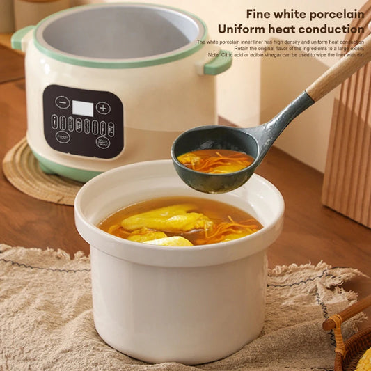 3.8L Multifunctional Electric stew pot Slow Cooker Ceramic Inner Pot Multi-Cooker for Soup Porridge Casserole Household Kitchen - MyLootWare